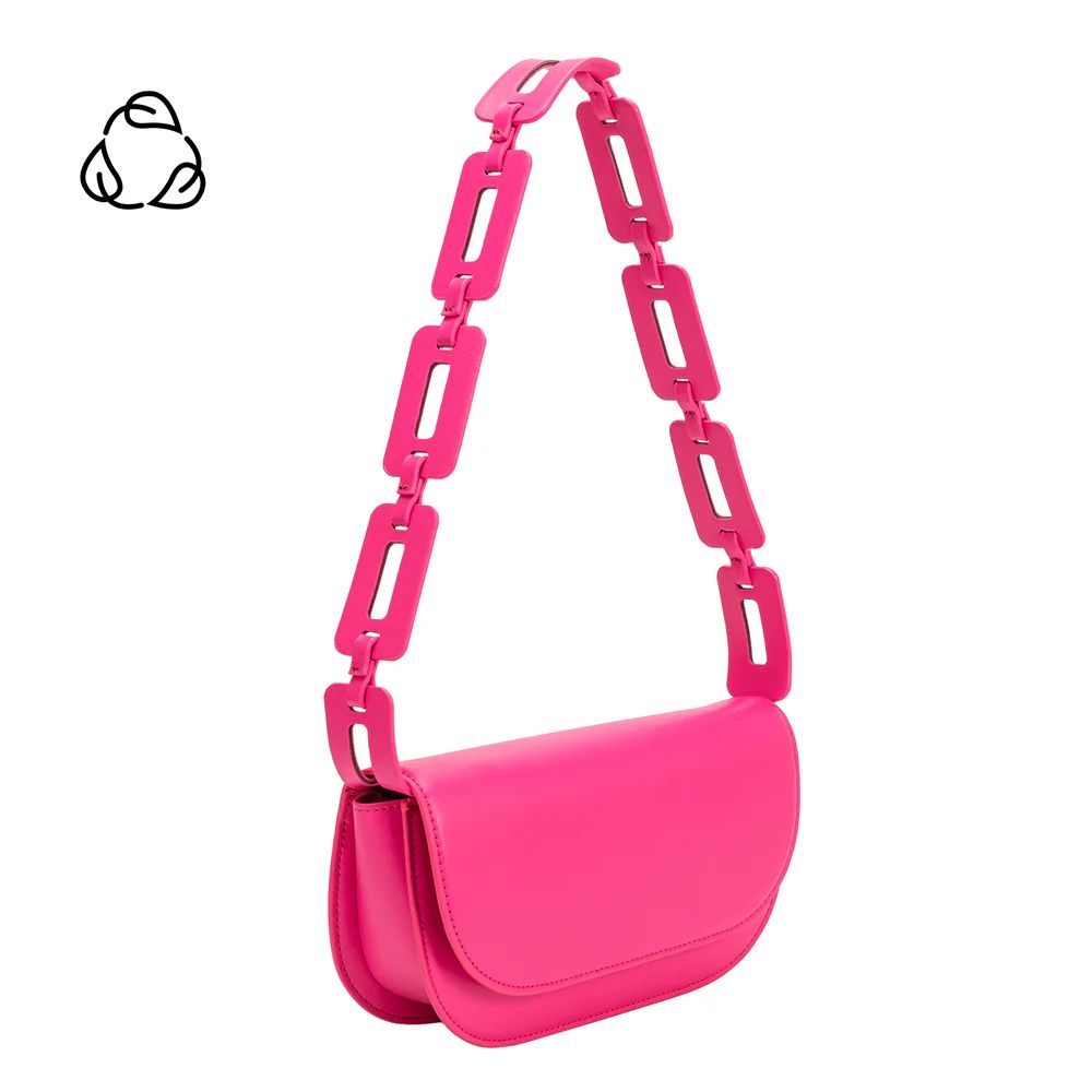 Neon Pink Inez Small Recycled Vegan Leather Shoulder Bag | Melie Bianco | Melie Bianco