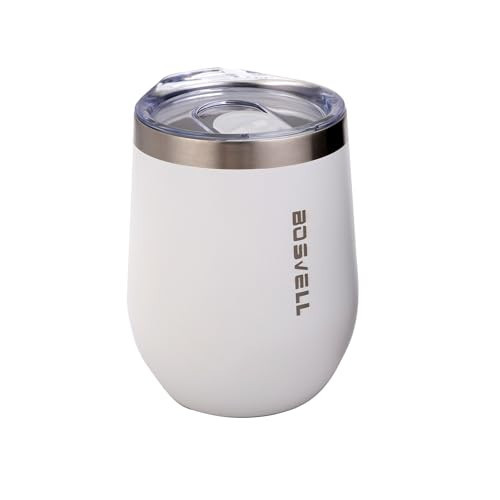 Bosvell Insulated Wine Tumbler with Lid, Stainless Steel Metal, Stemless Wine Glass for Travel, Picnics, Outdoor Camping, RTIC Ice, 10 oz Cup (White, 10 oz) | Amazon (US)