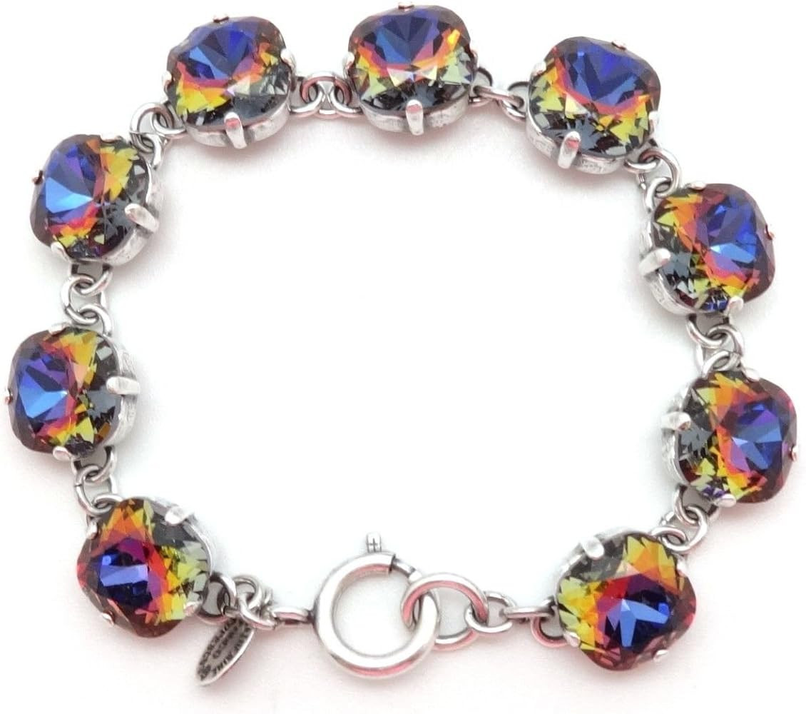 Catherine Popesco 12mm Oil Spill Limited Edition Cushion Cut Crystal Silvertone Bracelet | Amazon (US)