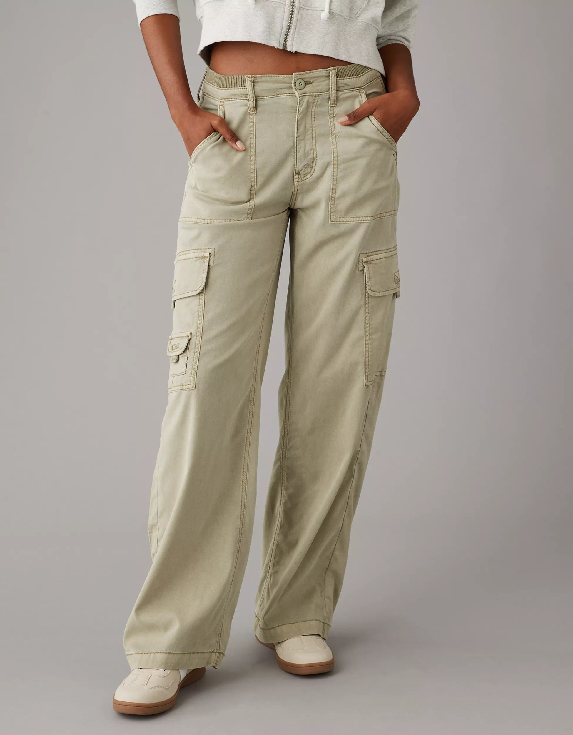 AE Dreamy Drape Stretch Cargo Super High-Waisted Baggy Wide-Leg Pant | American Eagle Outfitters (US & CA)