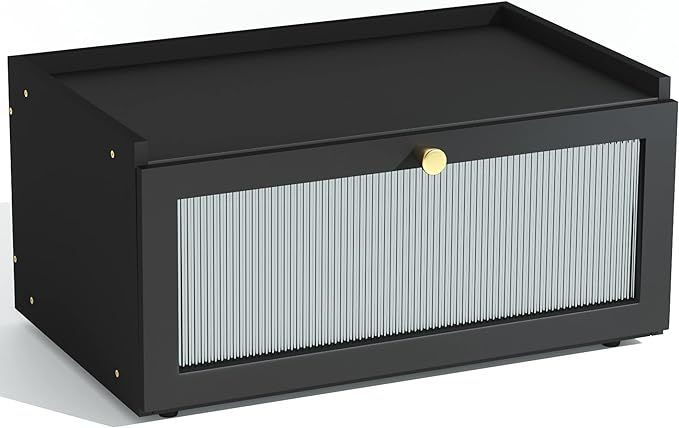 ETMI Black Bread Box for Kitchen Countertop-Large Modern bamboo Bread box with Window Bread Stora... | Amazon (US)