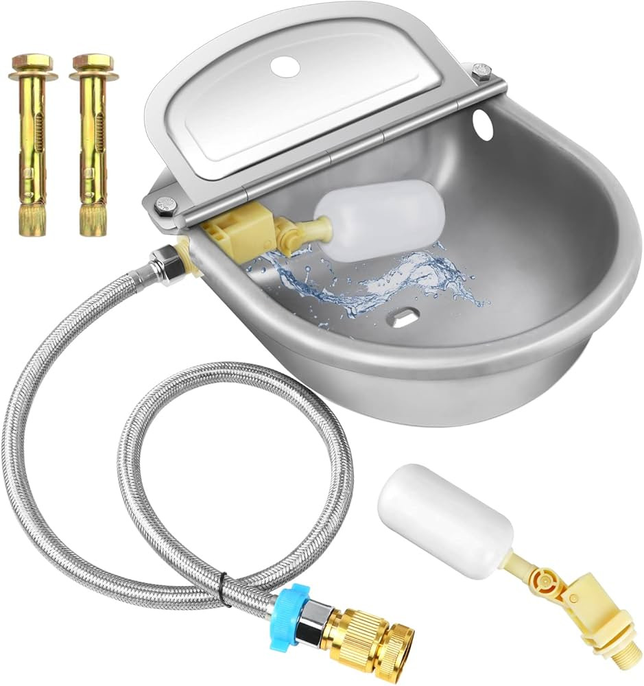 Automatic Animal Drinking Water Bowl with Float Valve, 304 Stainless Steel Kit Includes Bowl, Pip... | Amazon (US)