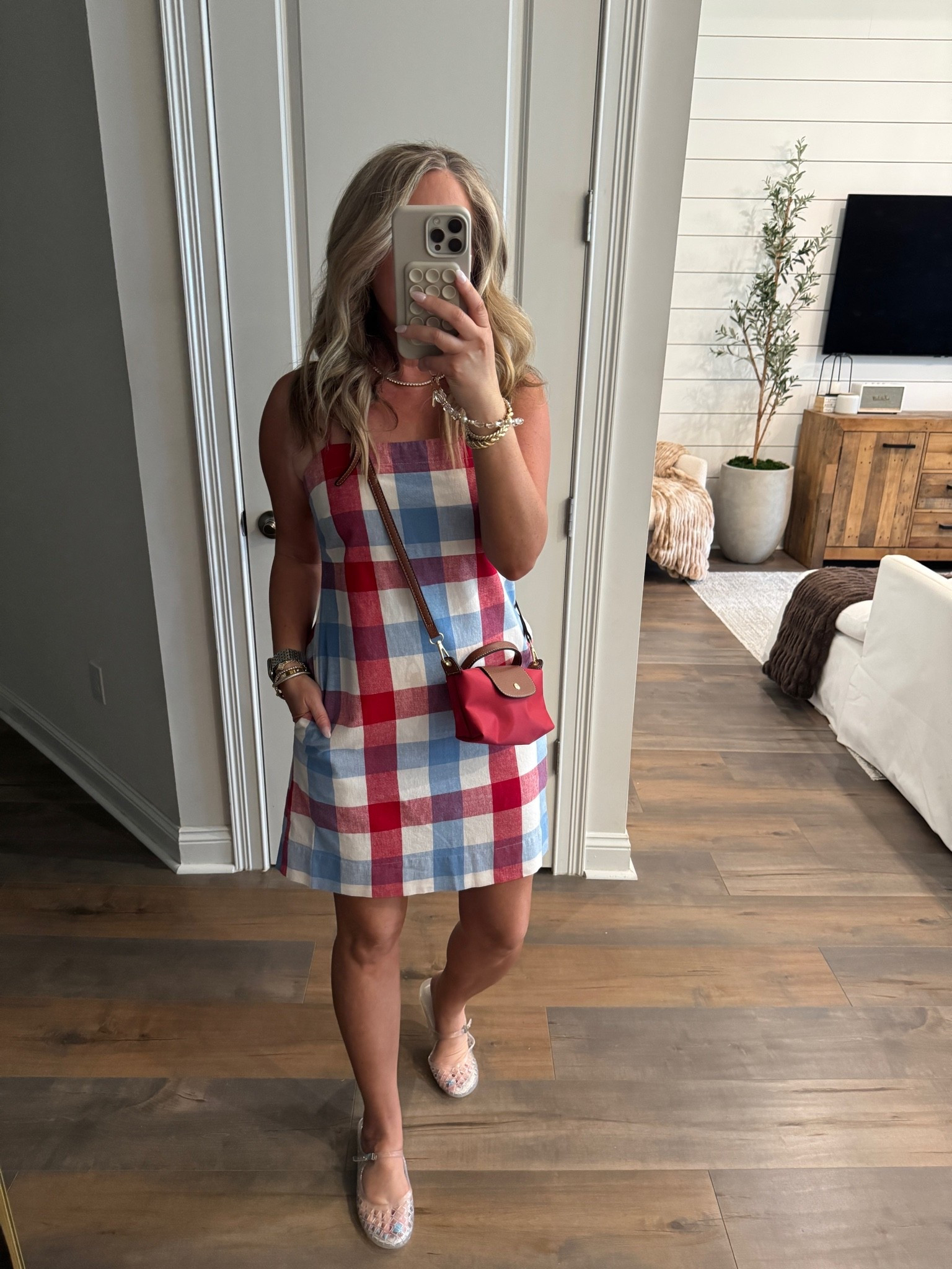 Target fashion target finds spring outfit summer outfit Memorial Day weekend outfit mdw outfit July 4th outfit red plaid dress with pockets size small