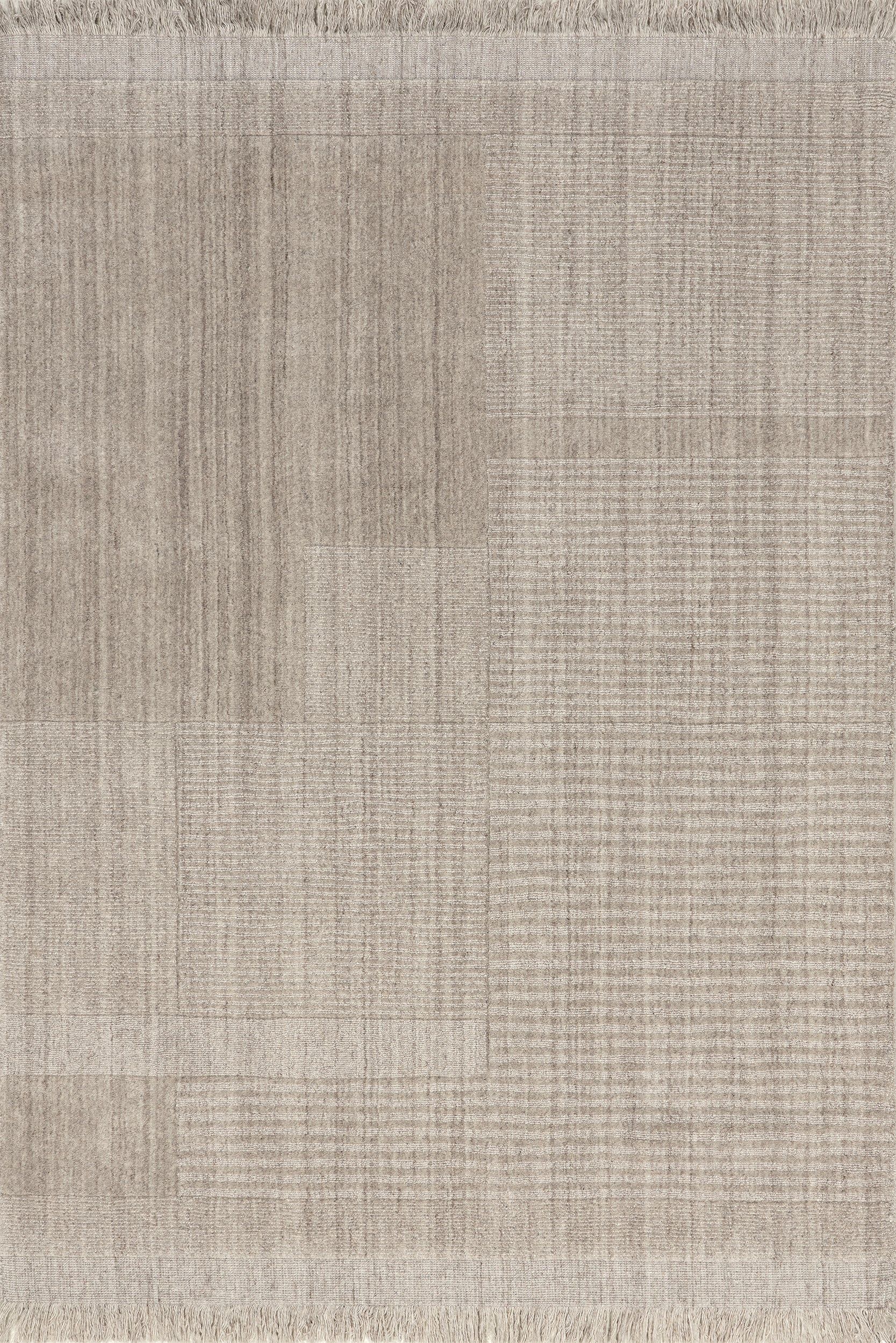 Mozai Fringed Wool-Blend Rug | Beige | Rugs USA