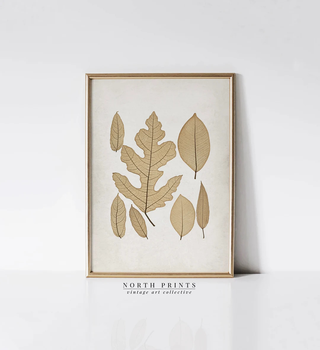 Neutral Autumn Botanical Leaf Art Vintage Neutral Country - Etsy | Etsy (US)
