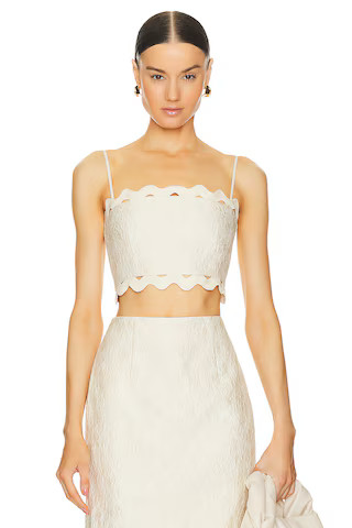Kalina Ric Rac Top in Cream Jacquard | Revolve Clothing (Global)