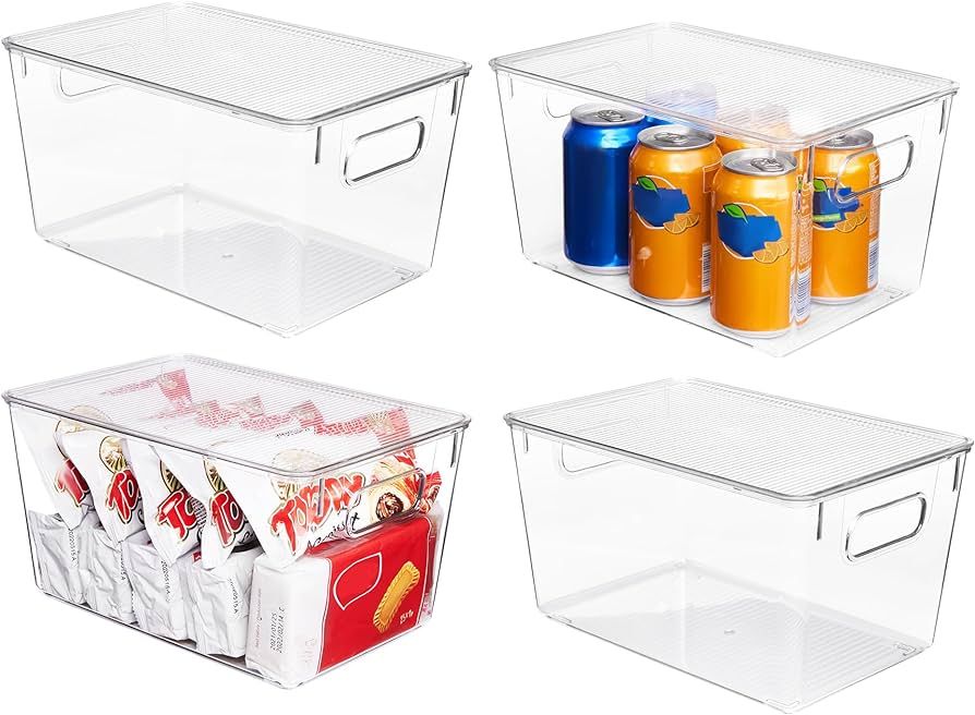 Vtopmart 4 Pack Clear Stackable Storage Bins with Lids, Large Plastic Containers with Handle for ... | Amazon (US)