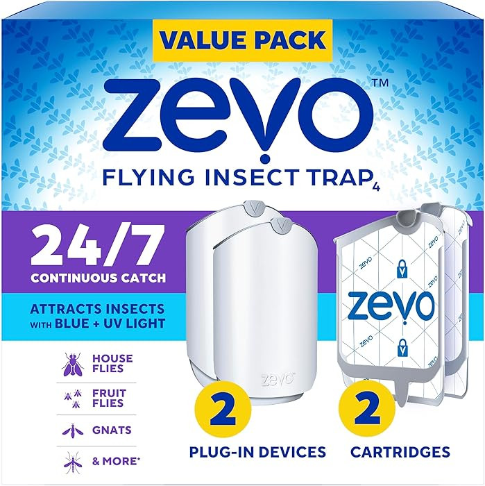 Zevo 2 Flying Insect Traps & 2 Cartridges - Plug In Fly Trap & Indoor Bug Catcher for Gnats, Hous... | Amazon (US)