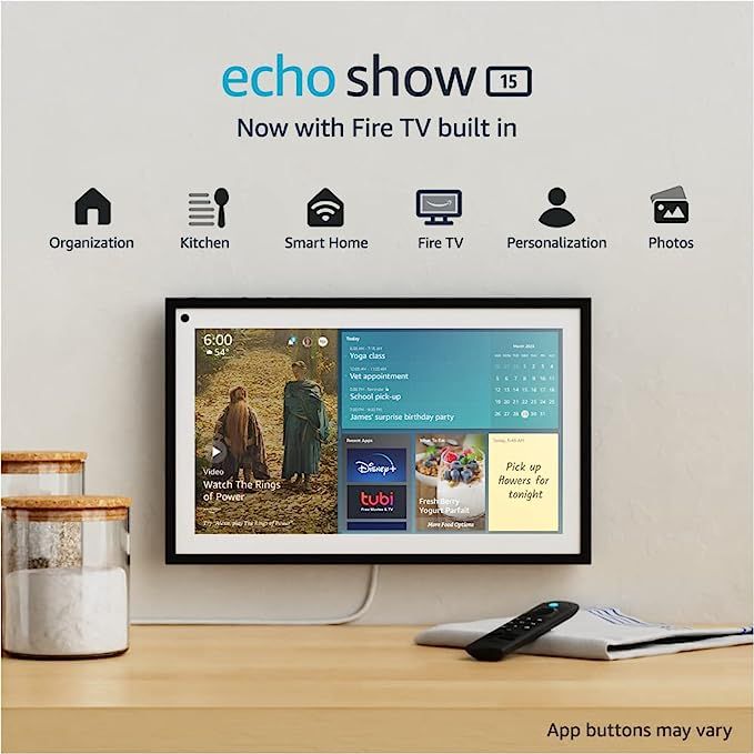 Echo Show 15 | Full HD 15.6" smart display with Alexa and Fire TV built in | Remote included | Amazon (US)