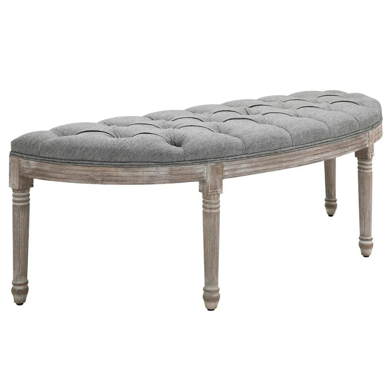 HomCom Upholstered & Tufted Bench, Grey | Walmart (US)