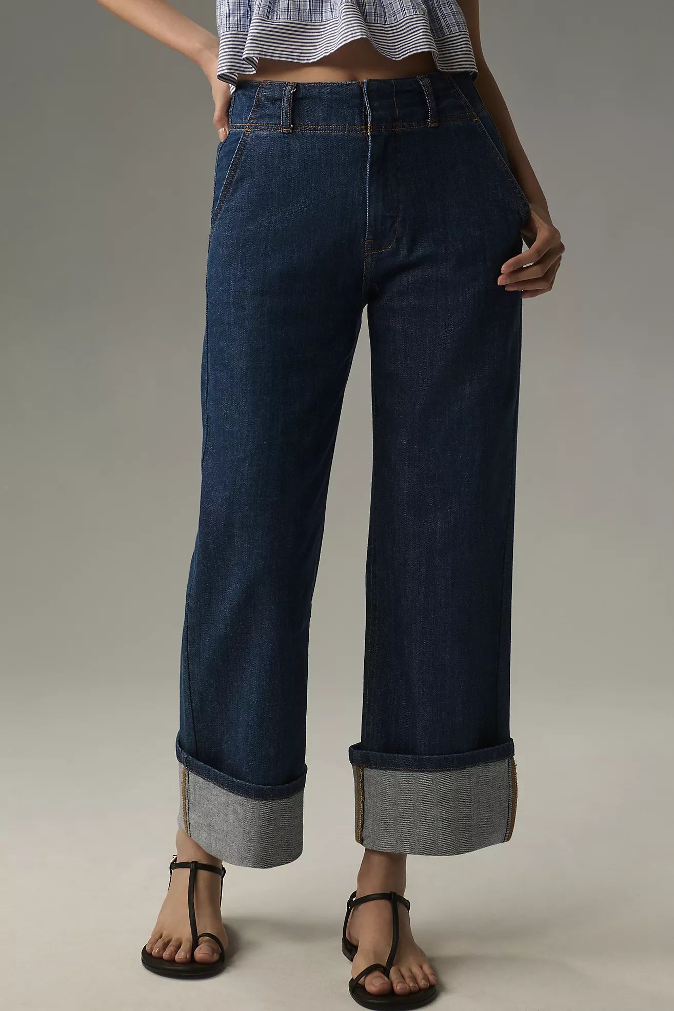 Pilcro Relaxed Cuff Mid-Rise Straight-Leg Jeans | Anthropologie (US)