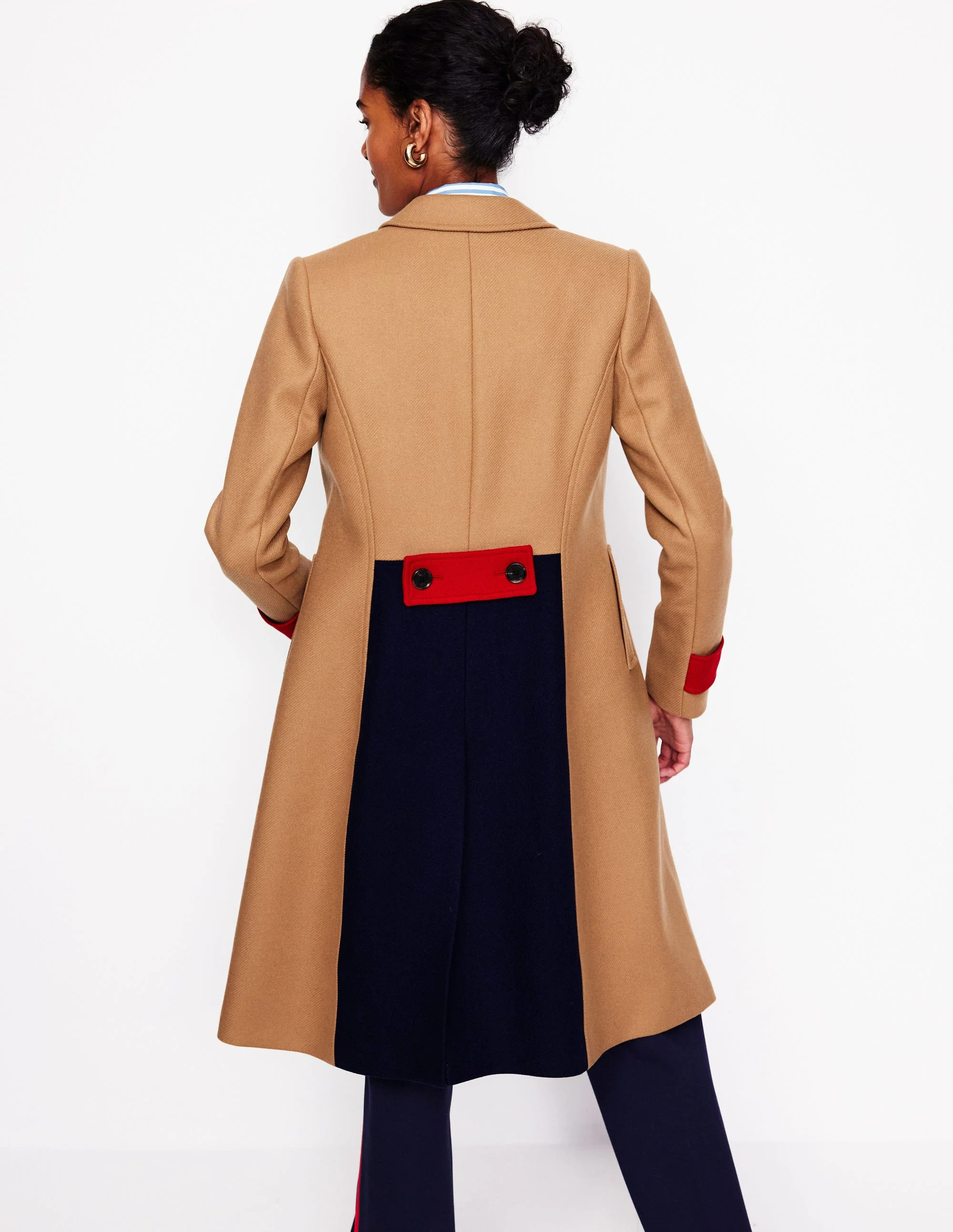 Durham Wool Blend Coat-Colourblock Camel | Boden UK