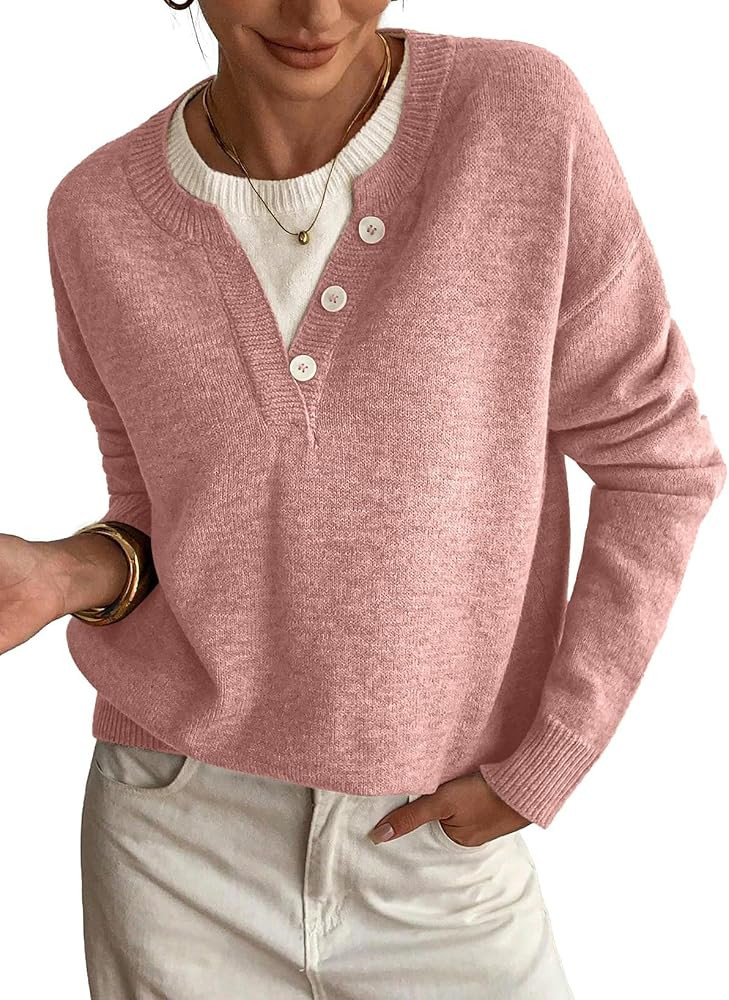 SHEWIN Lightweight Sweaters for Women Long Sleeve Knitted Pullover | Amazon (US)