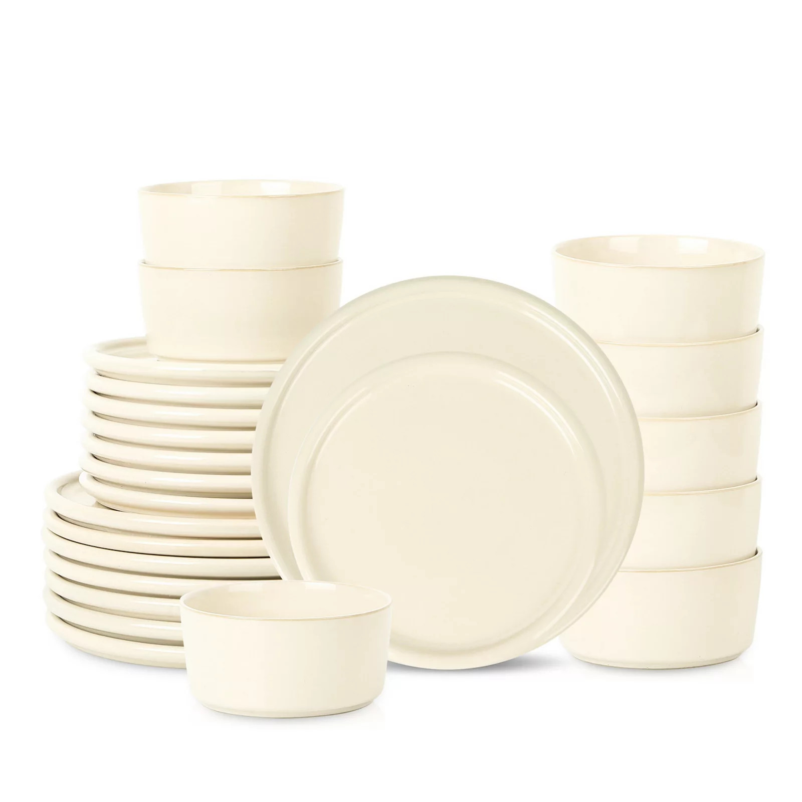 Stone Lain Eden 24-pc. Stoneware Round Dinnerware Set, Beige | Kohl's
