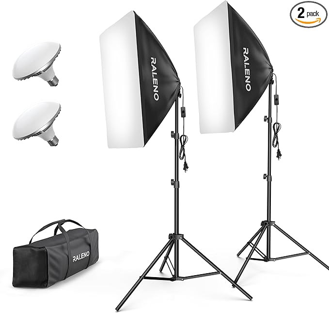 RALENO Softbox Lighting Kit, 20X28-Inch Softbox Photography Lighting with LED Bulbs(50W | 5500K |... | Amazon (US)
