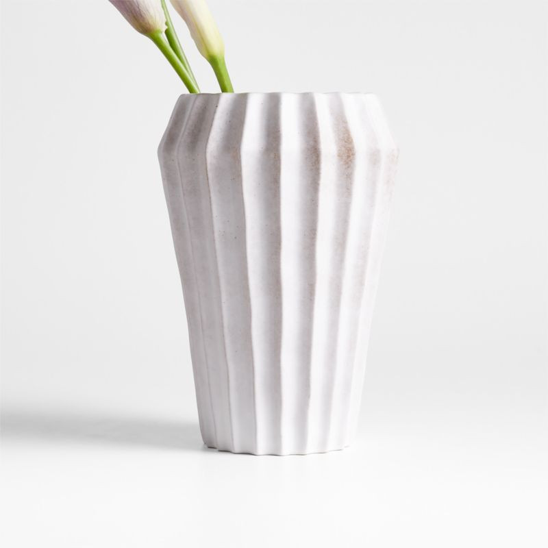 Warren White Stoneware Flower Vase + Reviews | Crate & Barrel | Crate & Barrel