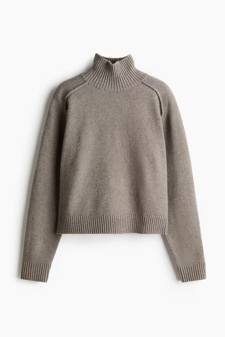 Turtleneck jumper - Greige marl - Ladies | H&M GB | H&M (UK, MY, IN, SG, PH, TW, HK)