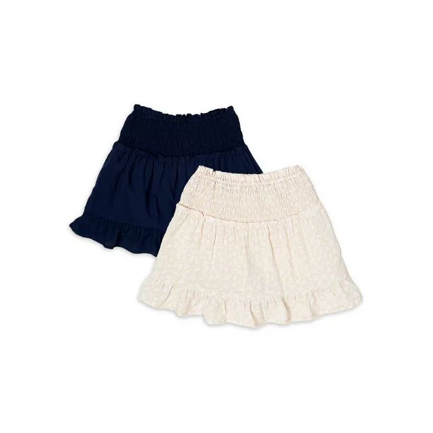 Wonder Nation Girls Smocked Ruffle Skirt, 2-Pack, Sizes 4-18 & Plus - Walmart.com | Walmart (US)
