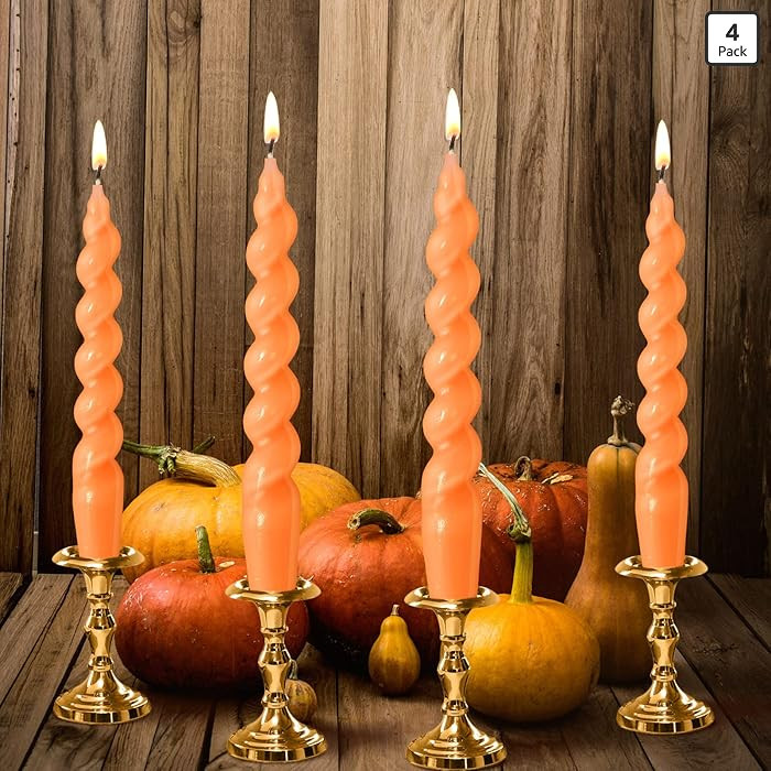Amazon.com: Zhengmy 4 Pcs Orange Spiral Taper Candle 7 Inch Twisted Long Wax Dinner Candlestick f... | Amazon (US)