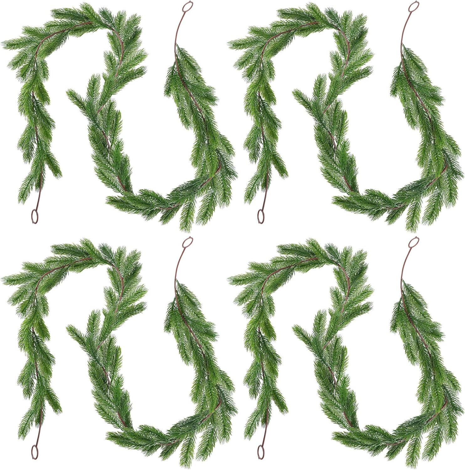 Lyrow 4 Pcs Christmas Pine Garland Artificial Pine Winter Greenery Norfolk Pine Garland Faux Holi... | Amazon (US)