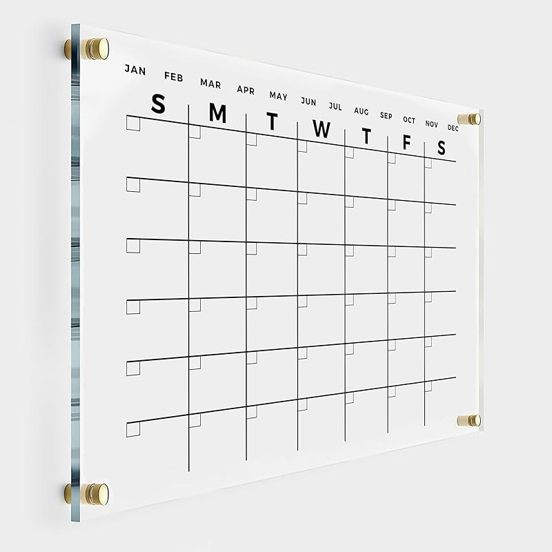 Premium Acrylic Wall Calendar - Reusable Board for Office and Home - Dry Erase Board - Large Glas... | Amazon (US)