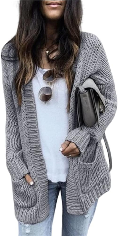 ZWRXW Womens Cardigan Sweater 2023 Fall Winter Long Sleeve Open Front Lightweight Casual Soft Cab... | Amazon (US)