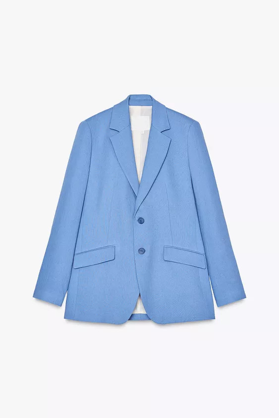 ZARA WOMAN COLLECTIONBlazer made of linen blend yarn. Notched lapel collar and long sleeves with ... | Zara US