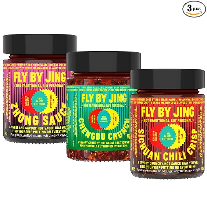 FLYBYJING Variety Pack w/Sichuan Chili Crisp, Zhong Sauce & Chengdu Crunch, All Natural & Vegan, ... | Amazon (US)