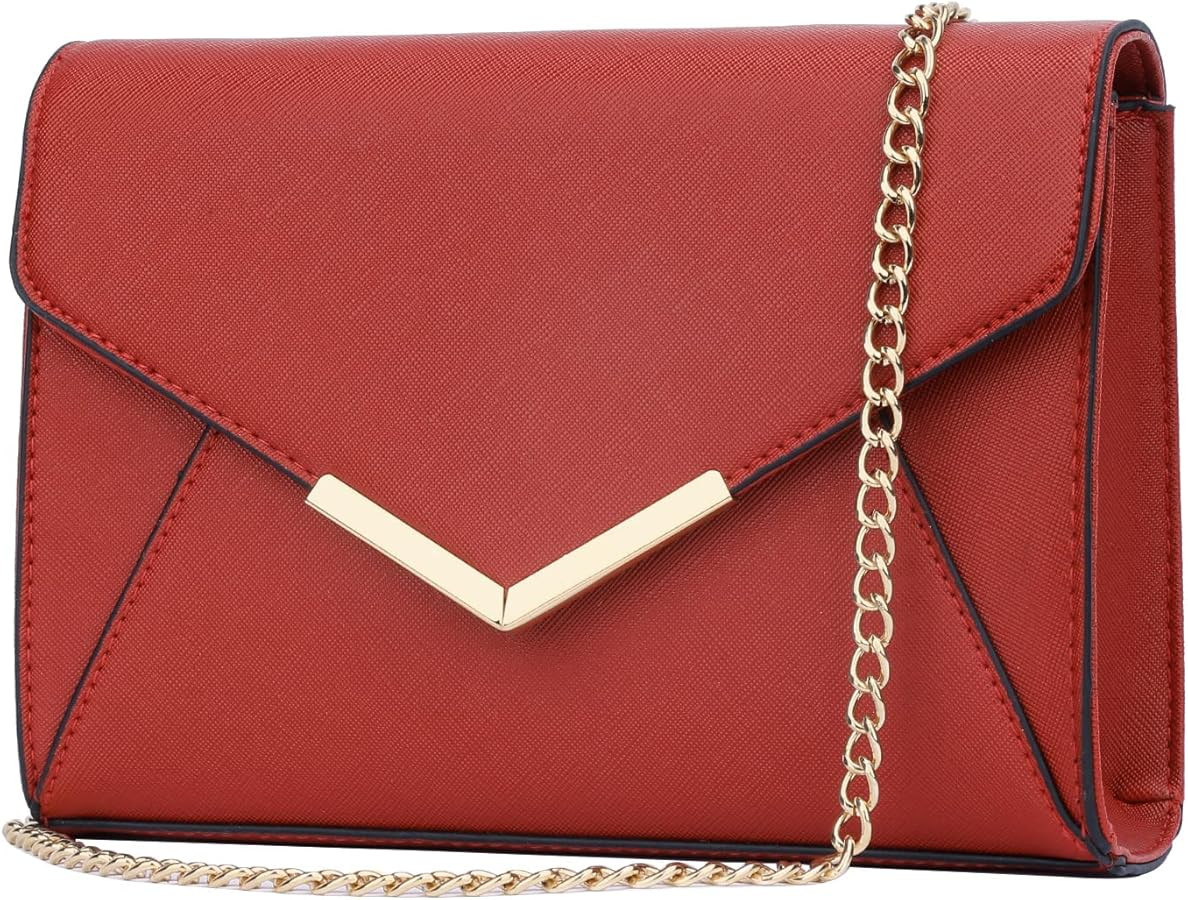 KKXIU Women Elegant Faux Leather Evening Envelope Clutch Purse Foldover Bags for Party Wedding Pr... | Amazon (US)