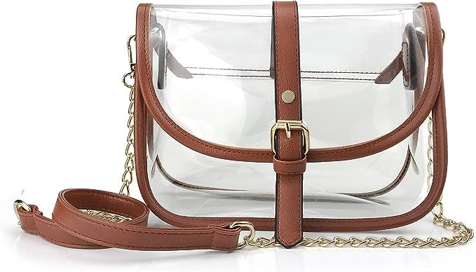 Clear Saddle Cross Body Bag Women Chain Shoulder Handbag Purse | Amazon (US)