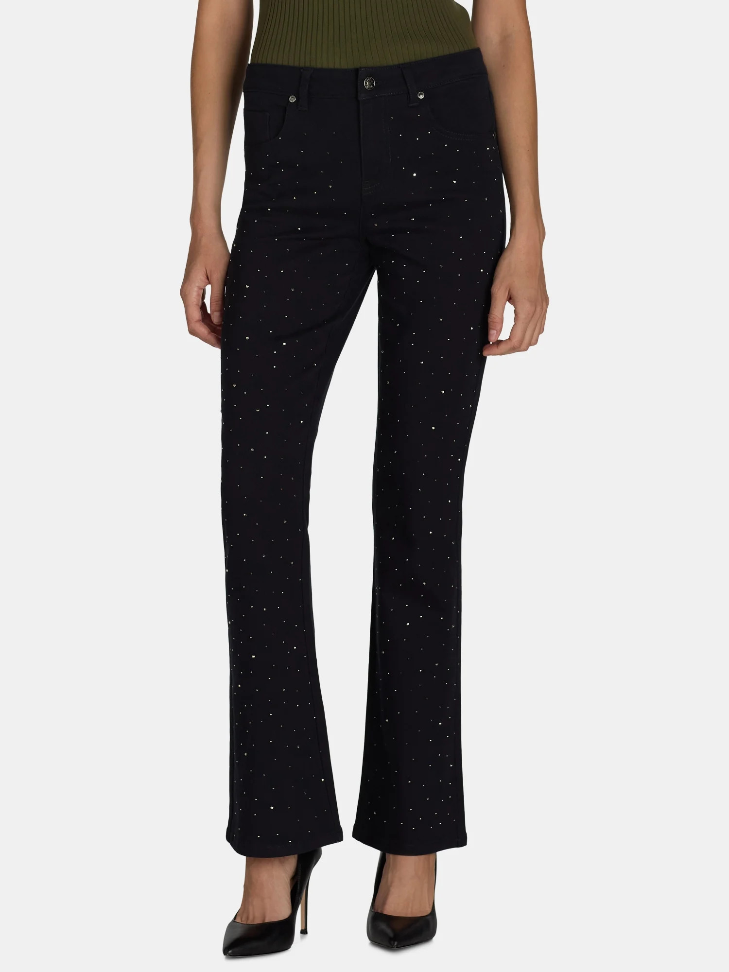 Madden NYC Women’s and Women’s Plus Bootcut Rhinestone Jeans, 32” Inseam, Sizes 00-3X - Wal... | Walmart (US)