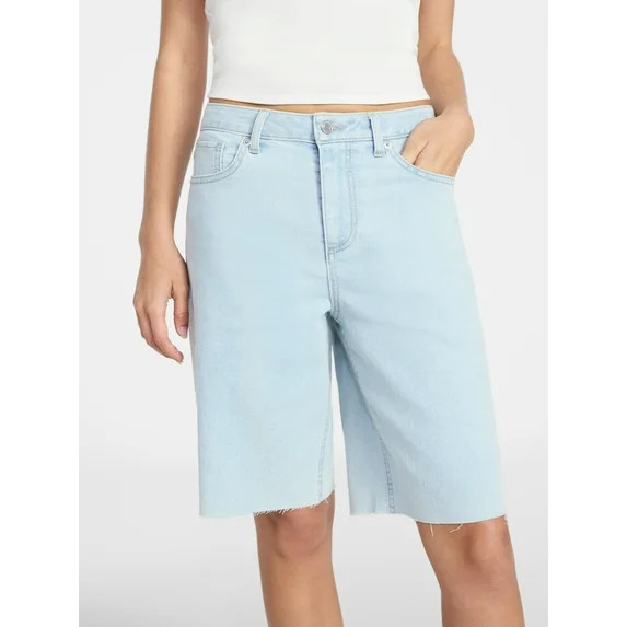 No Boundaries Denim Fray Jorts, 10'' Inseam, Women's 00-18 | Walmart (US)