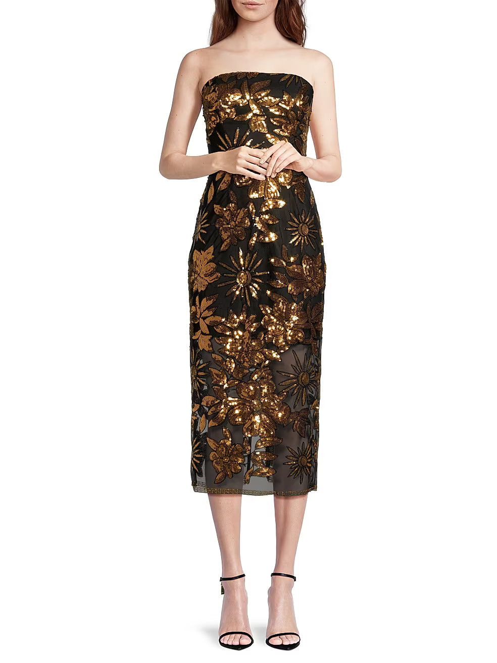 Kait Sequined Strapless Midi-Dress | Saks Fifth Avenue