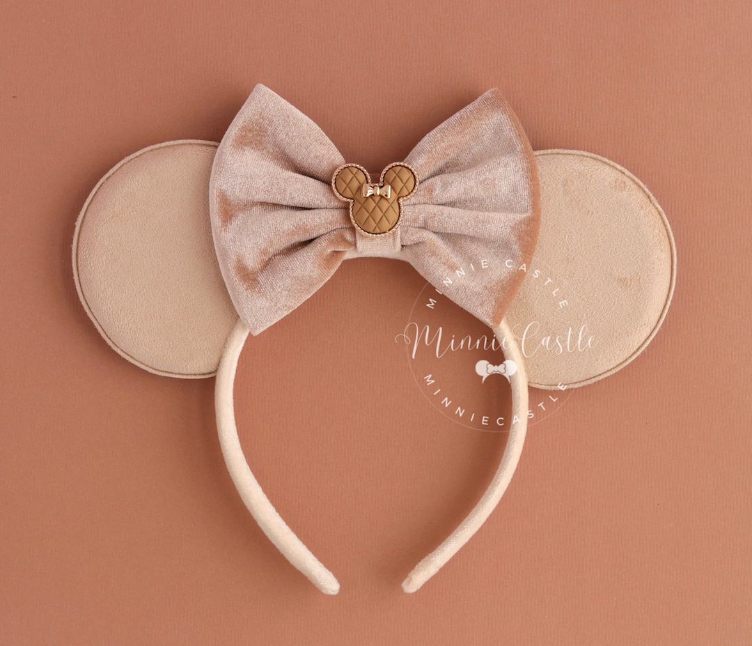 Mickey Ears, Beige Mickey Ears, Velvet Mouse Ears, Minnie Ears, Minnie Charm Mickey Ears, Cream E... | Etsy (US)