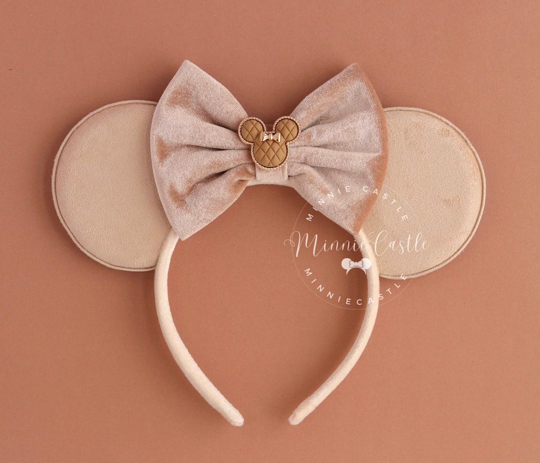 Mickey Ears, Beige Mickey Ears, Velvet Mouse Ears, Minnie Ears, Minnie Charm Mickey Ears, Cream E... | Etsy (US)