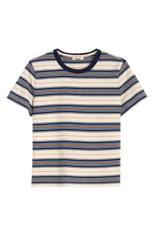 Madewell Perfect Crewneck Cotton Jersey T-Shirt in Wrangler Canvas Stripe at Nordstrom, Size X-Small | Nordstrom