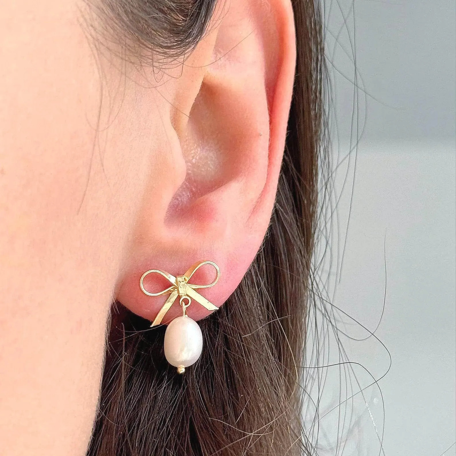 Pearl Drop Bow Earrings: 18k Gold Coquette Studs. Gift-Ready. Free Gift Box. | Etsy (US)