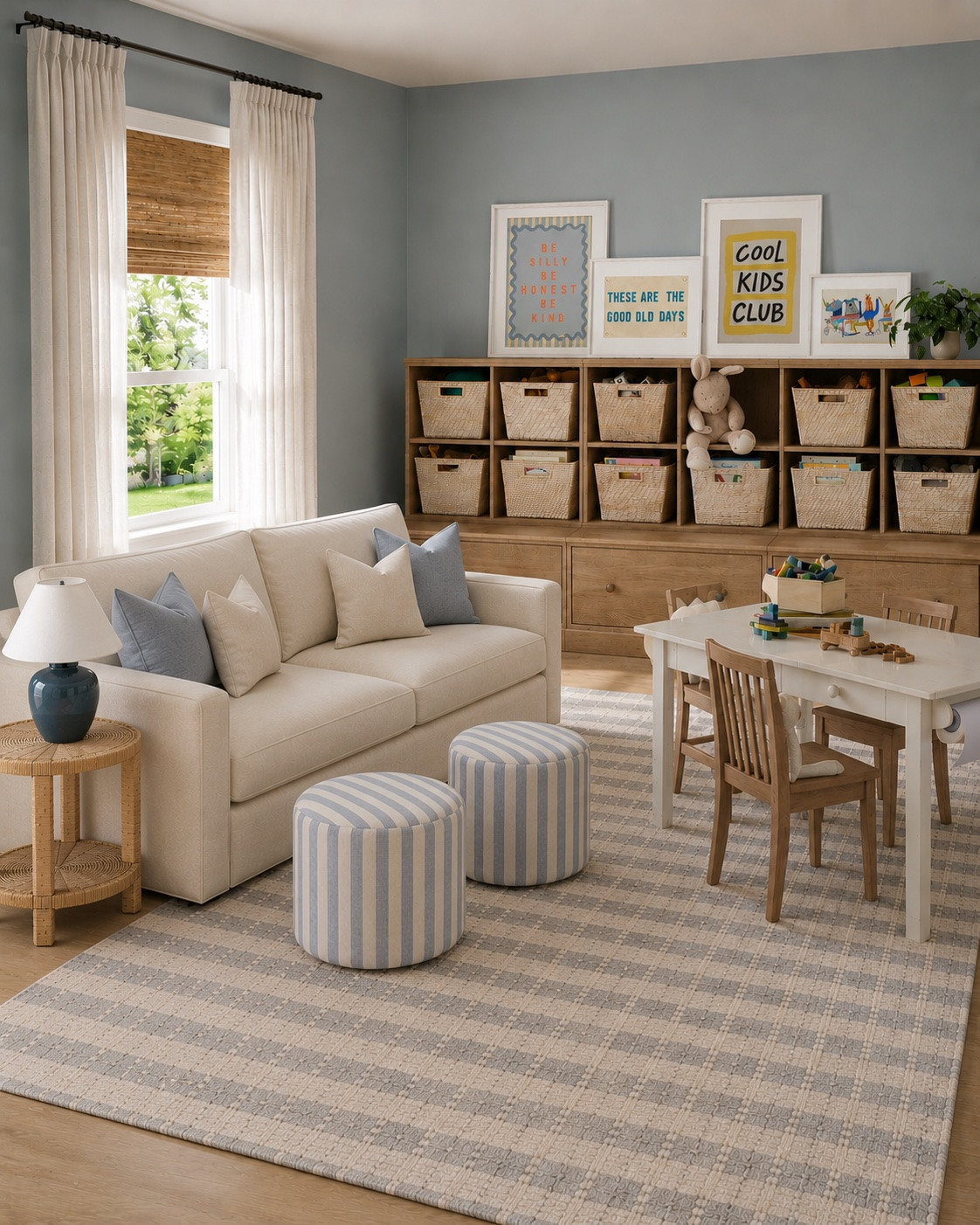 playroom, playroom ideas, playroom decor, kids playroom, kids room, kids room decor, playroom organization, toy storage, playroom storage, kids storage, toy organization, cube storage, storage baskets, woven baskets, playroom furniture, kids table and chairs, activity table, kids craft table, playroom couch, sleeper sofa, striped ottoman, kids ottoman, washable rug, plaid rug, blue rug, rattan side table, kids wall art, playroom wall art, coastal playroom, modern playroom, neutral playroom, blue playroom, playroom makeover, organized playroom, kids room inspiration

#LTKHome #LTKKids #LTKmomlife
