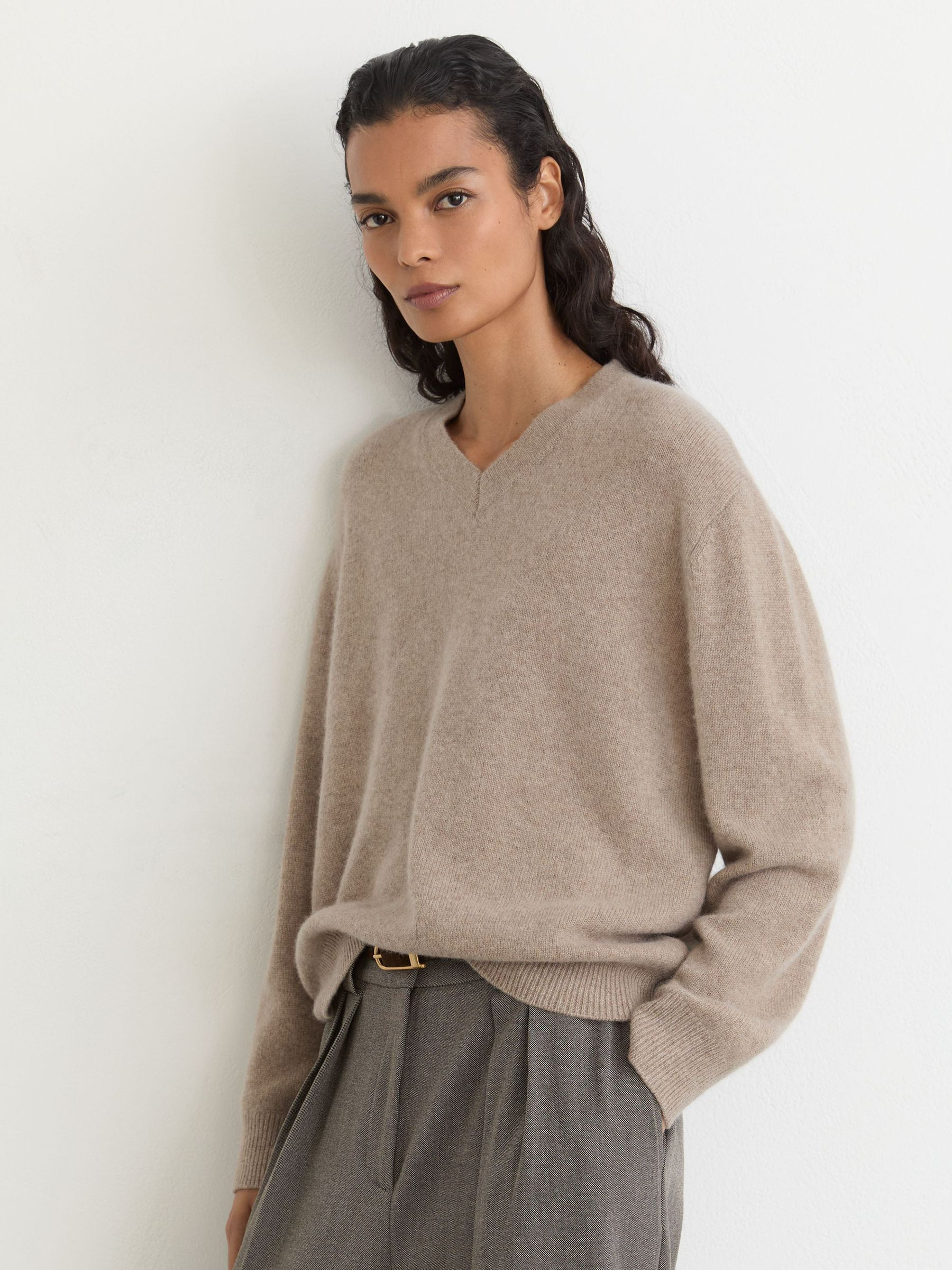 100% Cashmere V-Neck Jumper | Reiss UK