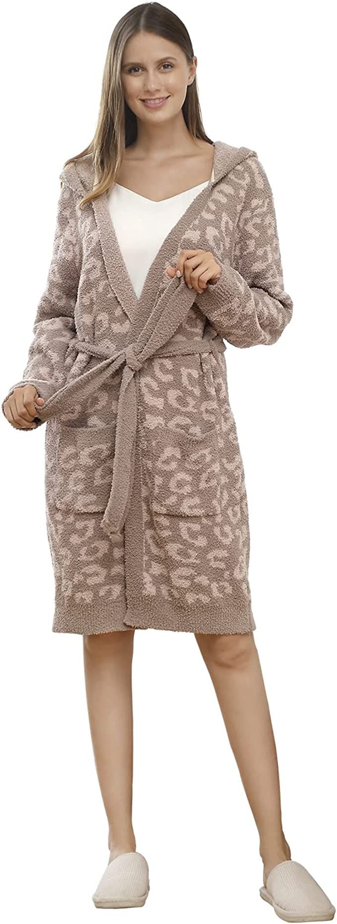 DOOWELL Women's Wild Robes,Fashionable Leopard Robe for Women with Pockets,Warm Plush Bathrobe Co... | Amazon (US)