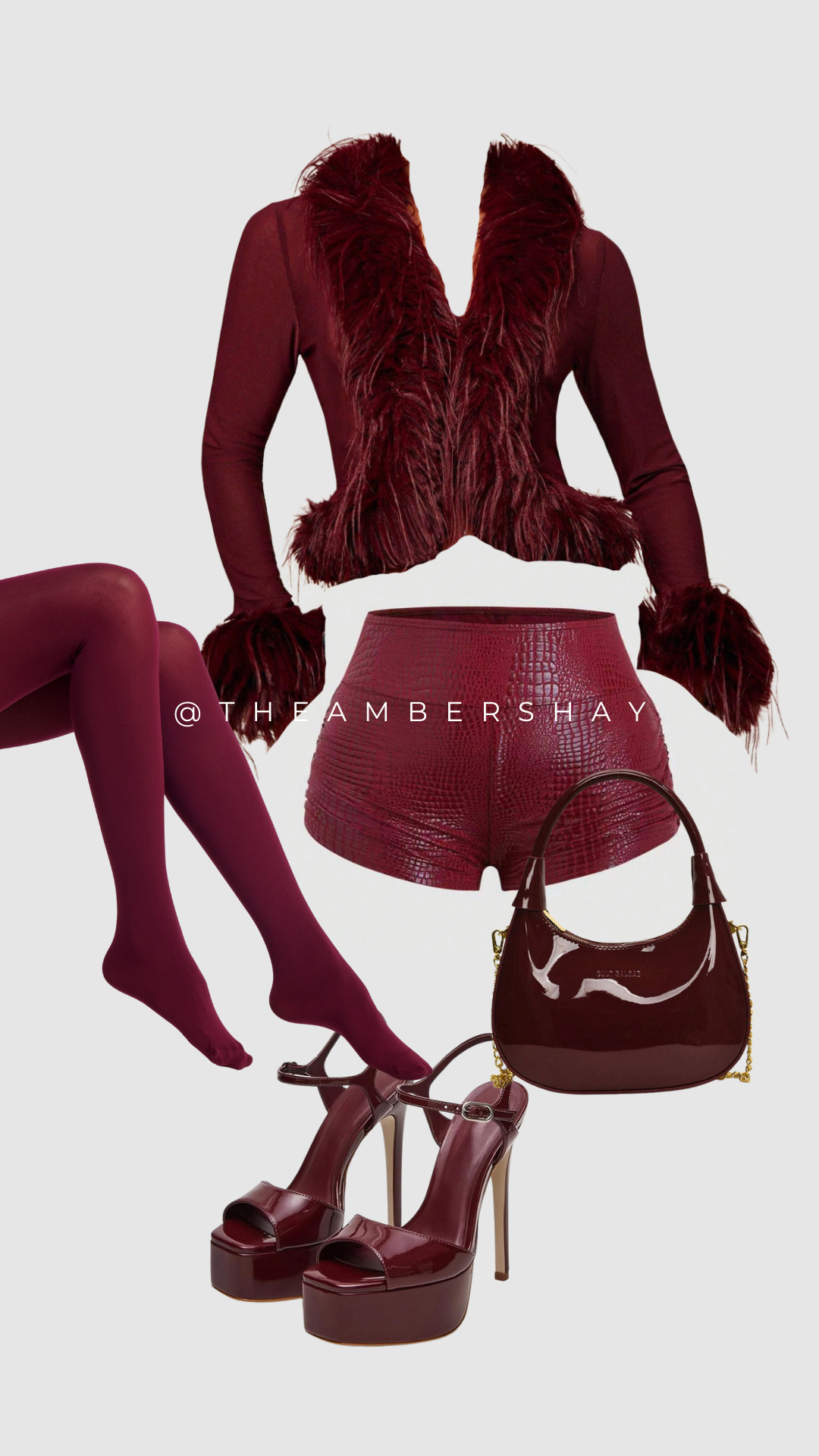 Serving rich girl fall energy in this monochromatic burgundy outfit 🤎🍷 from the faux fur trim top to the croc texture leather shorts and matching platform heels, this look is the definition of luxe statement style. I love how the sheer tights and patent shoulder bag elevate the vibe for date night, holiday parties, or a fashion forward girls night out. If you love bold monochrome outfits, fall fashion trends, and luxury inspired styling, this burgundy aesthetic is a must recreate moment.

#BurgundyOutfit #MonochromeStyle #FallFashion #LuxuryInspired #StatementLook #DateNightOutfit #HolidayPartyOutfit #PlatformHeels #SheerTights #CrocLeather #FauxFur #ItGirlStyle #FashionInfluencer #LTKStyle #LTKHoliday #TrendingOutfits 

 #LTKValentine #LTKgrwm #LTKootd