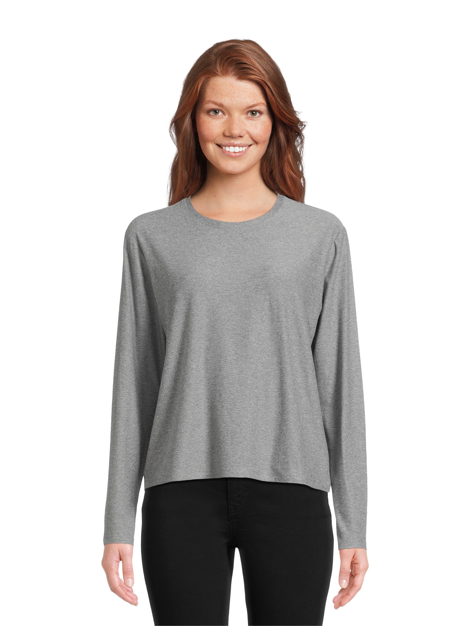 Athletic Works Women's and Women's Plus ButterCore Soft Tee with Long Sleeves, Sizes XS-4X | Walmart (US)