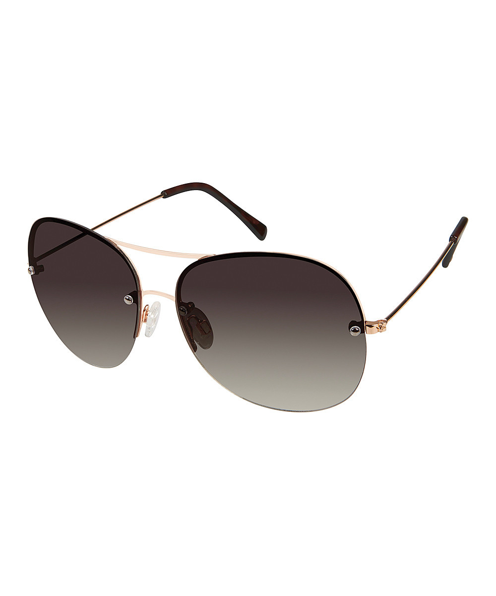 Vince Camuto Women's Sunglasses Rose - Rose Gold and Black Rimless Aviator Sunglasses | Zulily
