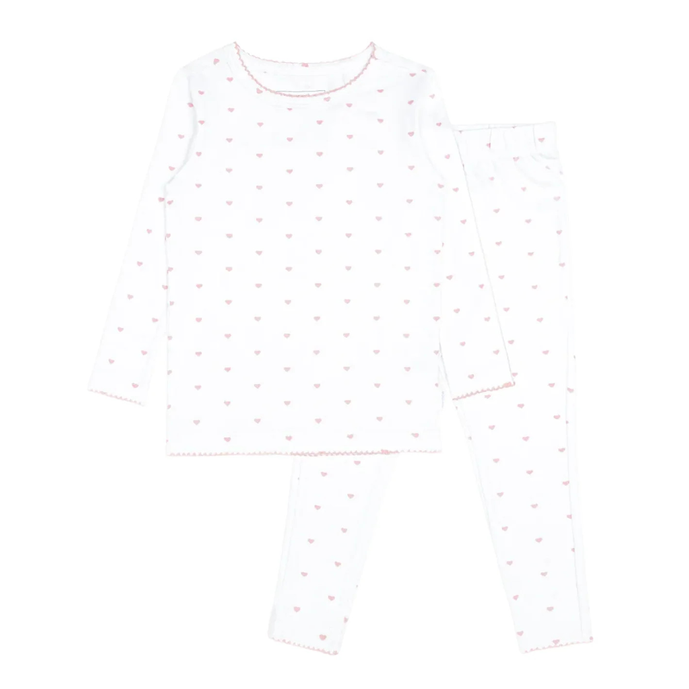 girls pink heart pima pajamas set | Minnow