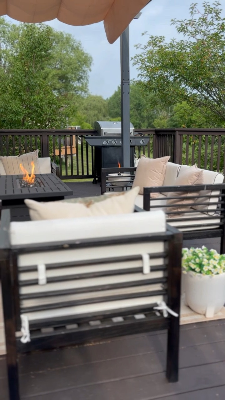 Outdoor patio decor, patio essentials, deck paint, patio paint, patio seating, outdoor seating, affordable patio set, black and white patio furniture, black end table, outdoor side table, outdoor fire pit, patio fire pit, propane fire table, black patio table, outdoor grill, patio pergola, outdoor pergola, outdoor area rug, rug for deck, rug for patio, faux flowers for outside, faux flowers for porch, large white garden pots, outdoor pots, outdoor pillows, patio pillows

#LTKSummerEdit #LTKHome #LTKSaleAlert