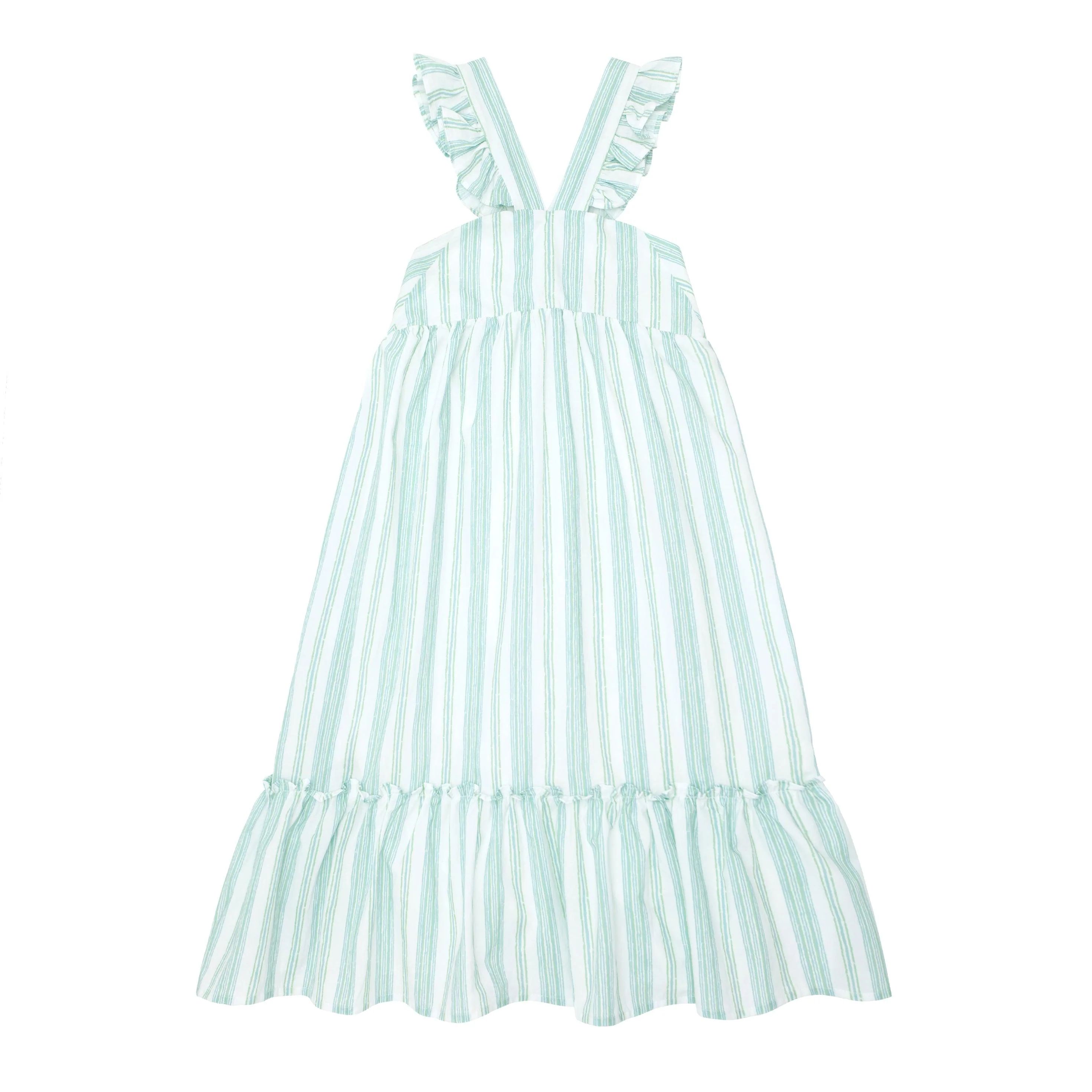 minnow x sister parish girls cumberland stripe v-neck crossover dress | minnow