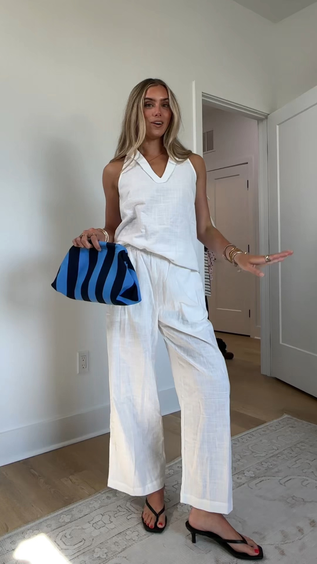 Women's 2 Piece Denim Outfits, Minimalist Halter Neck Top and High Waisted Wide Leg Pant Casual Travel Matching Set

#LTKootd #LTKSaleAlert #LTKSeasonal