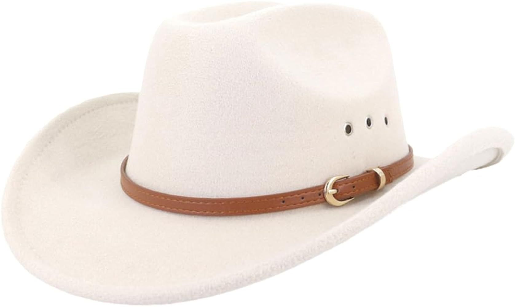 Cowboy Hat for Women and Men Felt Wide Brim Classic Outdoor Fedora Hats Western Cowboy Cowgirl Ha... | Amazon (US)