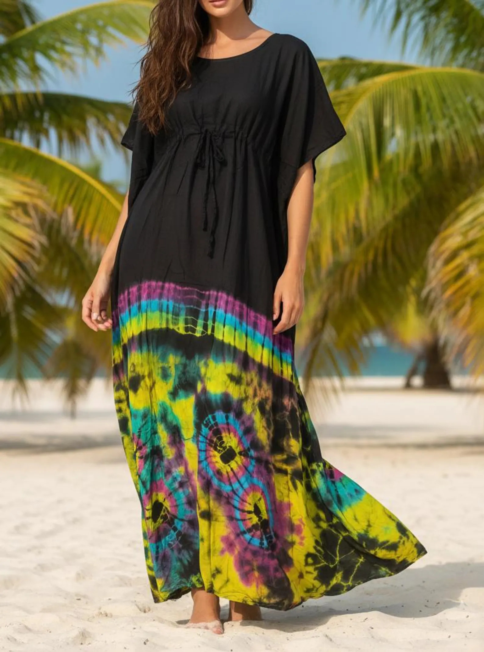 Handmade Tie Dye Rayon Kaftan Dress, Plus Size Beach Cover Up | Etsy (Global)