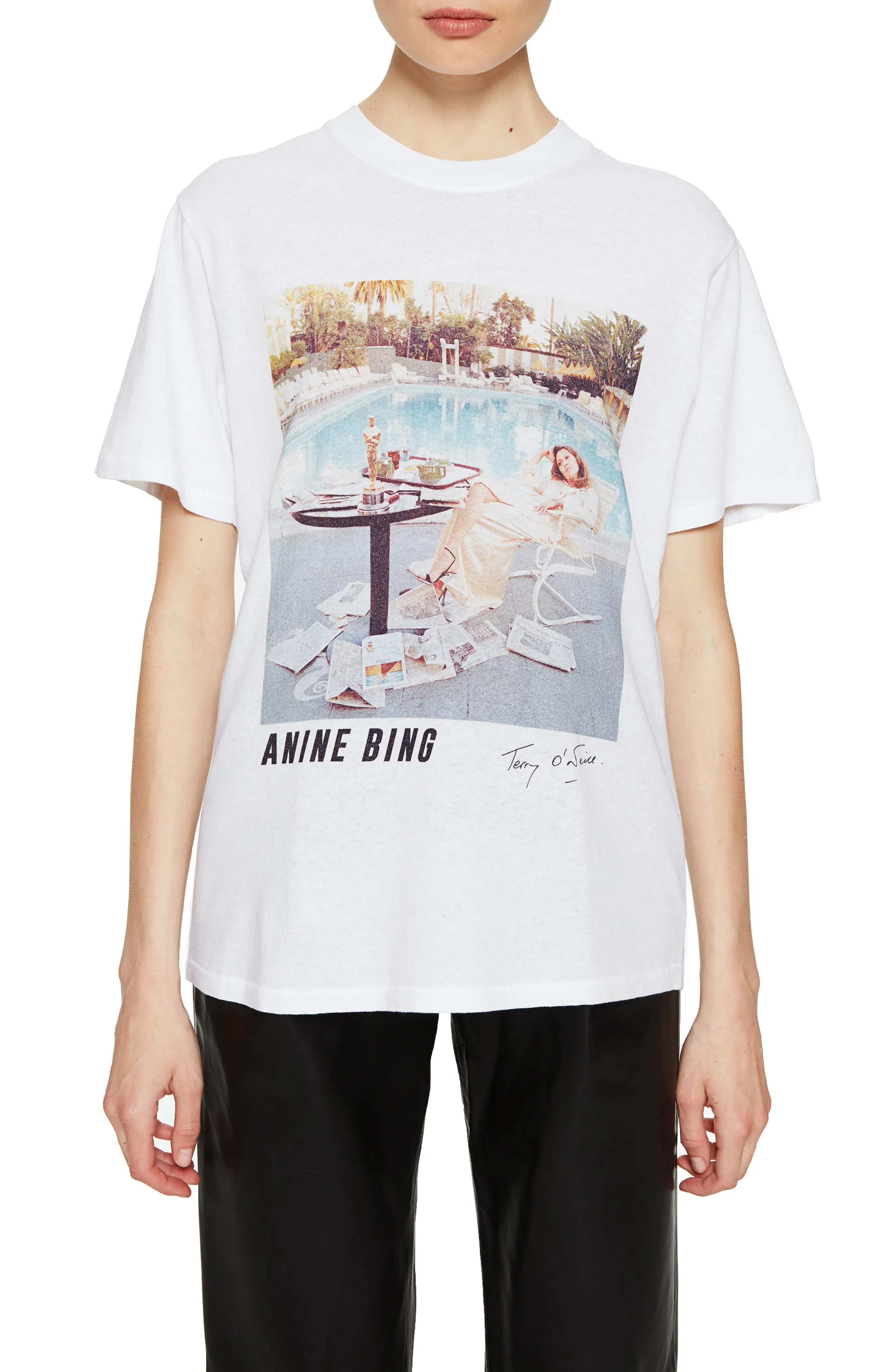 Women's Anine Bing X Hc Lili Helena Christensen Oversize Graphic Tee, Size Medium - White | Nordstrom